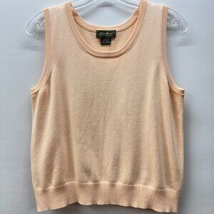 Eddie Bauer Women's Size L Knit Sweater Vest Peach Classic Stretch Sleeveless